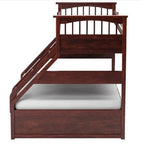 Sheesham Wood Bunk Haven Queen/Twin Size Bed with 2 Drawer Storage for Bedroom (Rosewood - Brown) 