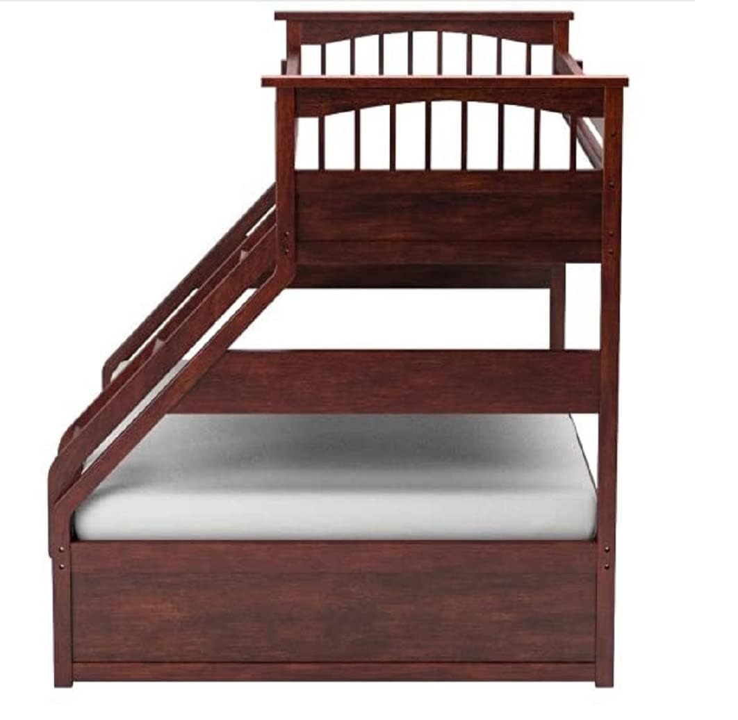 APRODZ Haven Queen/Twin Size Sheesham Wood Bunk Bed with 2 Drawer Storage for Bedroom (Rosewood - Brown)