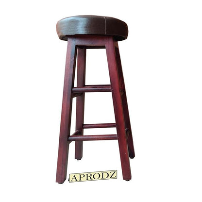 Vero Bar & Kitchen Stool – Elegant Brown Faux Leather Upholstered Seat with Sturdy Wooden Legs for Dining & Counter Seating