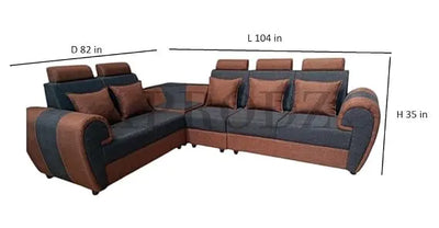 L-Shaped Sectional 6-Seater Sofa with Cushion & Padded Armrest, Perfect Faux Leather Fabric Corner
