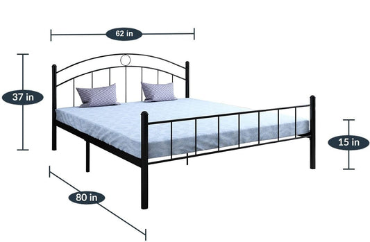 APRODZ Iron Queen Size Bed For Bedroom Metal Bed In Black Color, Painted