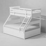 Sheesham Twin/Queen Bunk Bed with 2 Drawer Storage for Bedroom (Rosewood - Brown) 