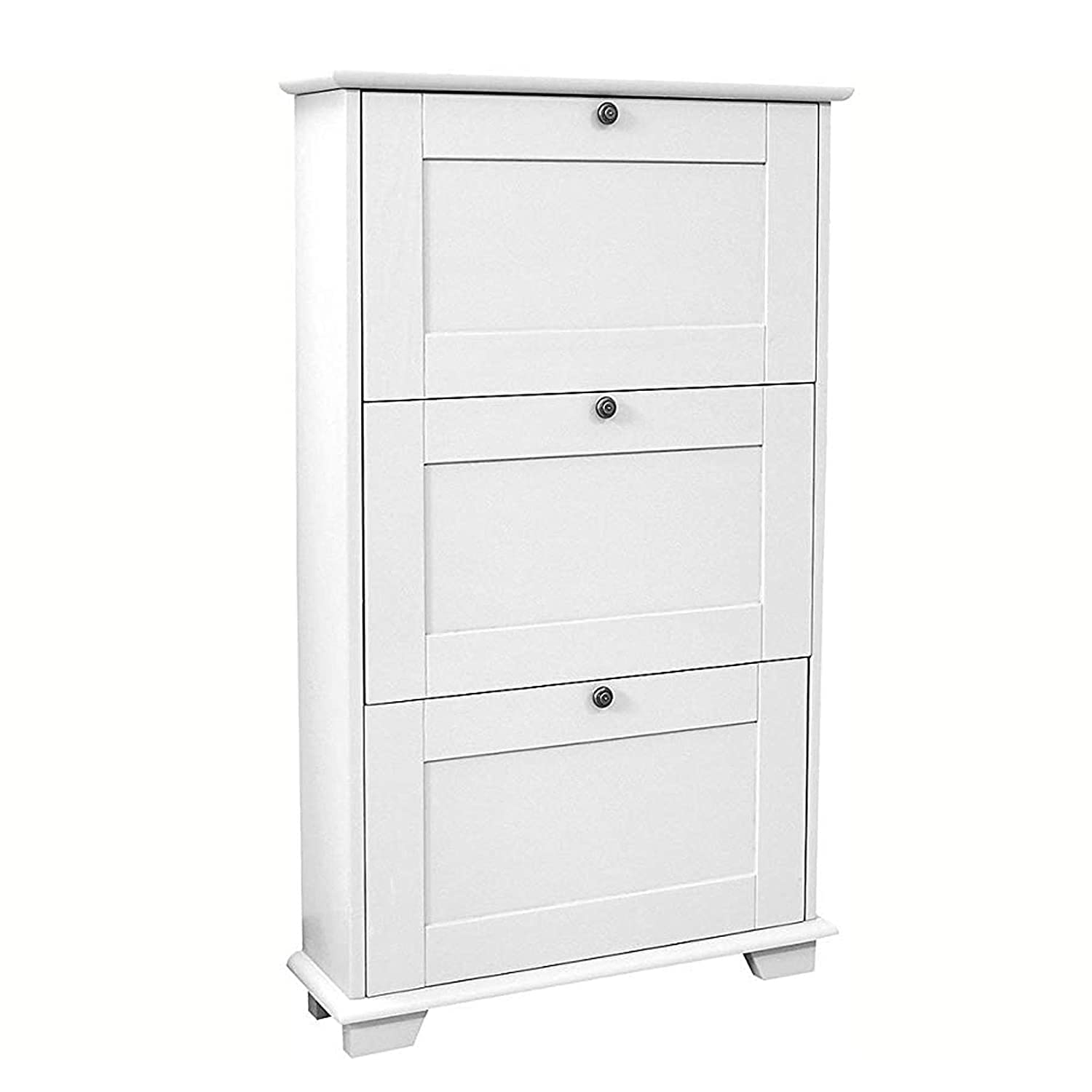 APRODZ Solid Wood Tyso Shoe Cabinet for Home | Shoe Rack Organiser | White Finish?