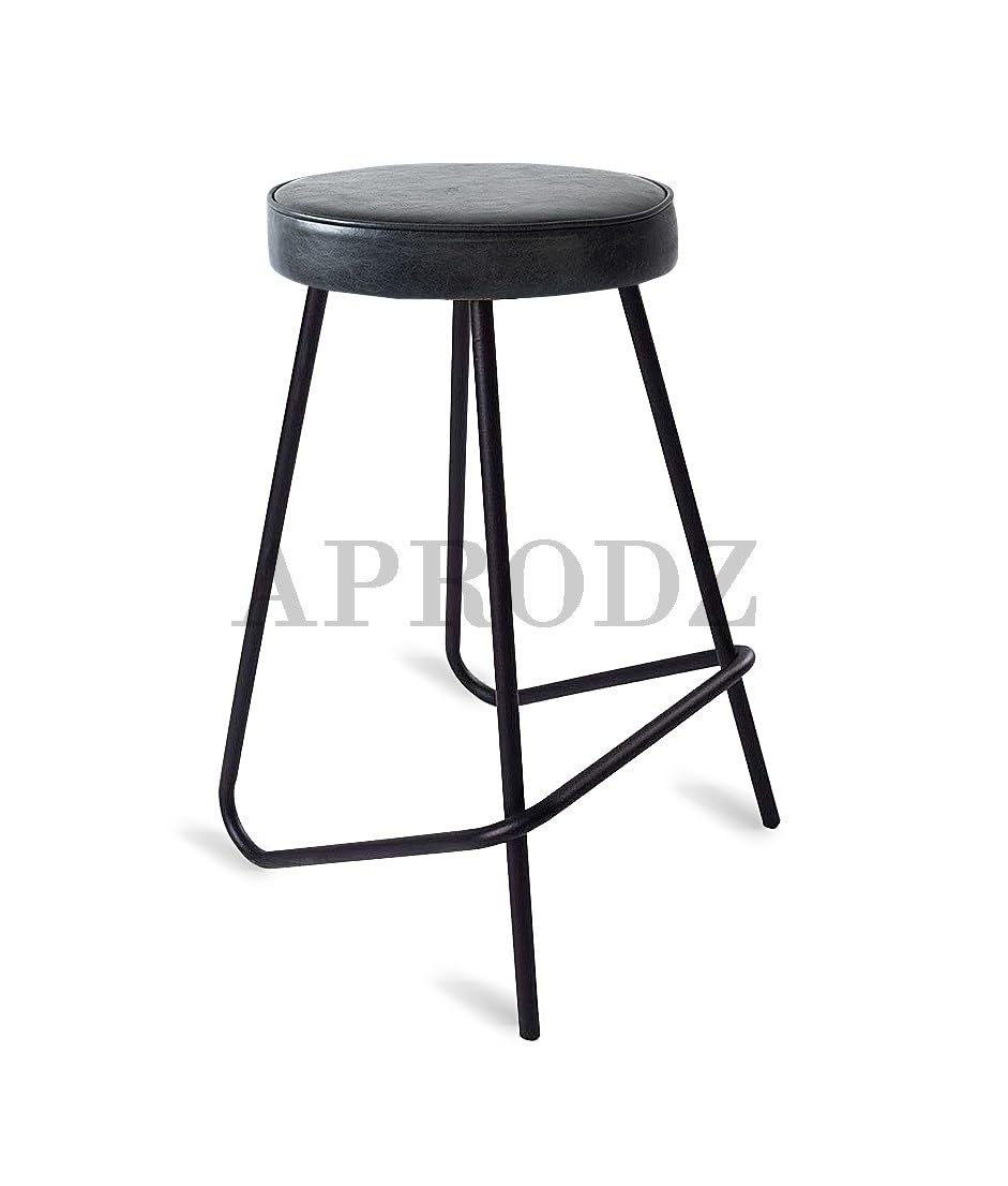 APRODZ Bar Stool Set of 2 for Home bar, Counter Stool Chair Modern, Shop Industrial Stool with footrest, Black