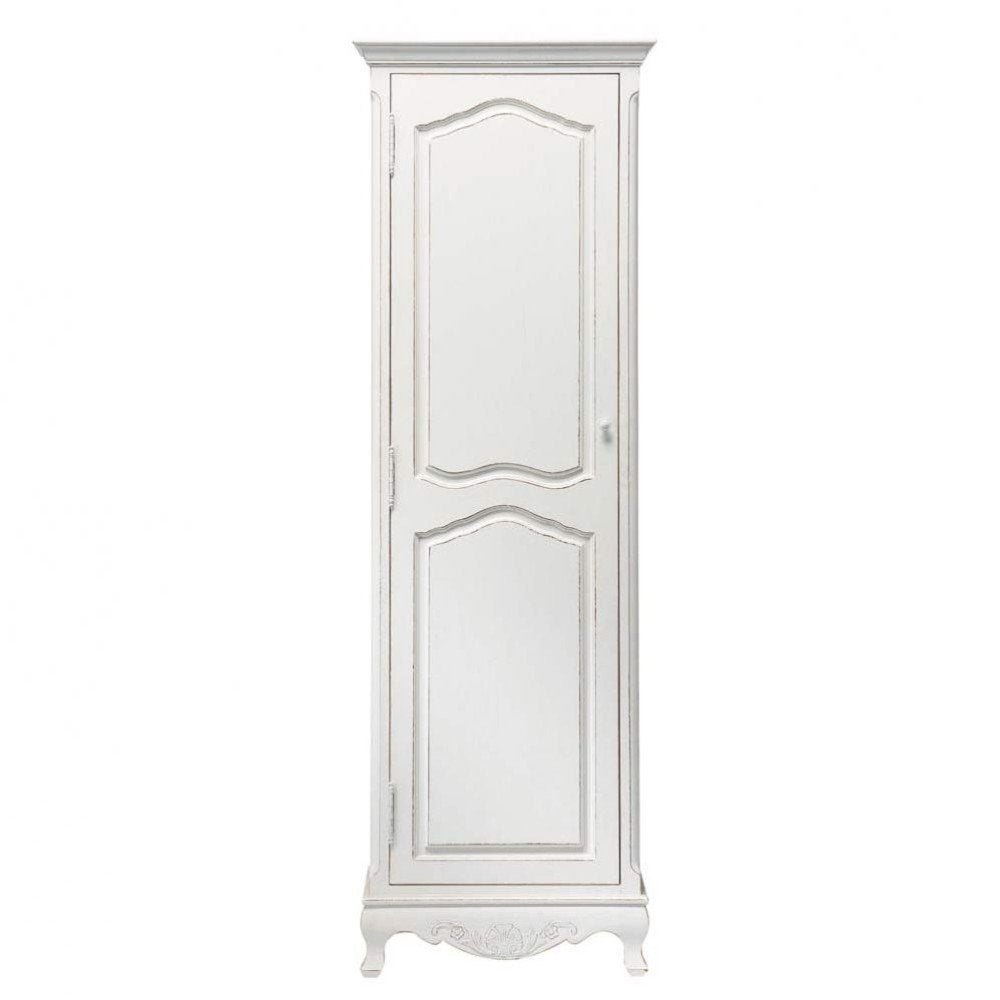 Aprodz Mango Wood Multipurpose Storage 1-Door Libson Wardrobe Almirah for Living Room | White Finish