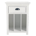 Solid Wood Hayes One Drawer Selves Bedside Storage Table for Bedroom | White Finish 
