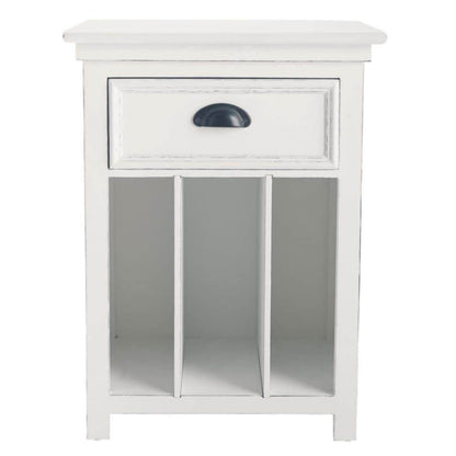 Solid Wood Hayes One Drawer Selves Bedside Storage Table for Bedroom | White Finish