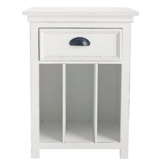 Translation missing: en.Solid Wood Hayes One Drawer Selves Bedside Storage Table for Bedroom | White Finish 
