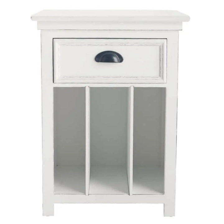 Translation missing: en.Solid Wood Hayes One Drawer Selves Bedside Storage Table for Bedroom | White Finish 