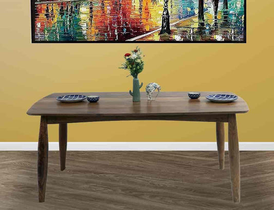 Solid Teak Wood 6 Seater Dining Table Set with Chairs | Premium Wooden Dining Set for Home, Kitchen & Dining Room | Handcrafted Furniture with Natural Finish