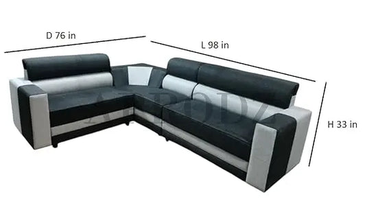 Translation missing: en.L-Shaped Sectional 6-Seater Sofa with Padded Armrest, Perfect Fabric Corner Sofa for Guests Living Room, Drawing Room, Office &amp; Lounge (Grey/Dual Tone) 