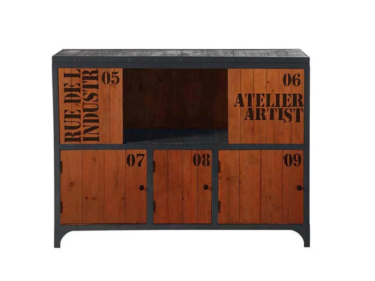 Translation missing: en.APRODZ Solid Wood Sumy Sideboard Storage Cabinet for Living Room | Wooden Cabinet for Kitchen | Brown Finish