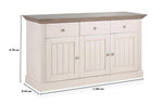 Solid Wood Alegre Sideboard 3 Door Storage Cabinet for Living Room | White 