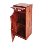 Mango Wood Peetz Royal Stylish Bar Cabinet with Wine Glass Storage for Living Room | Chestnut Finish 