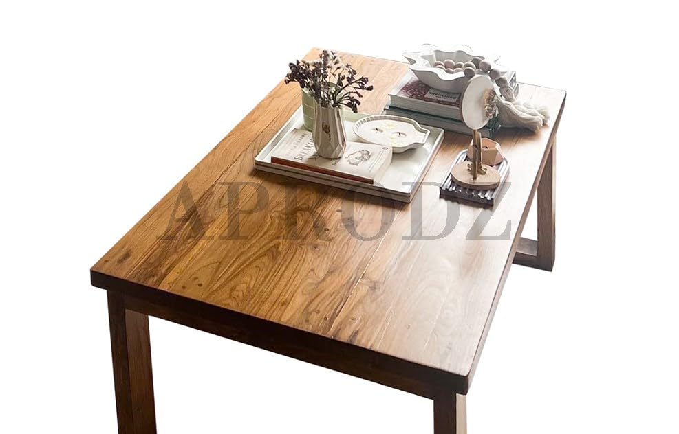 Premium Solid Wood Coffee Table for Living Room, Diamond Shape Pattern, Rustic Accent Furniture for Home and Office