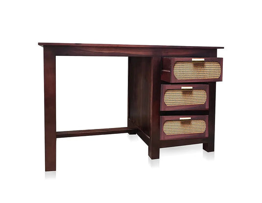 Translation missing: en.Sheesham Wood and Cane Office Desk Study Computer Table for Study Room with 1 Drawer and 1 Door (Rosewood - Mahogany) 