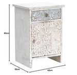 Mango Wood Yaviza One Door and One Drewer Bedside Storage Table for Bedroom 