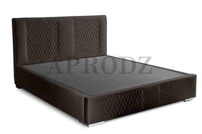 APRODZ Velvet Upholstered King Size Bed with Hydraulic Storage (Brown)