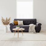 Modern Sofa Set 3 Seater Velvet Fabric Sofa Upholstered Chaise Lounge with Button Design, Living Room Furniture Sofa for Home & Office 