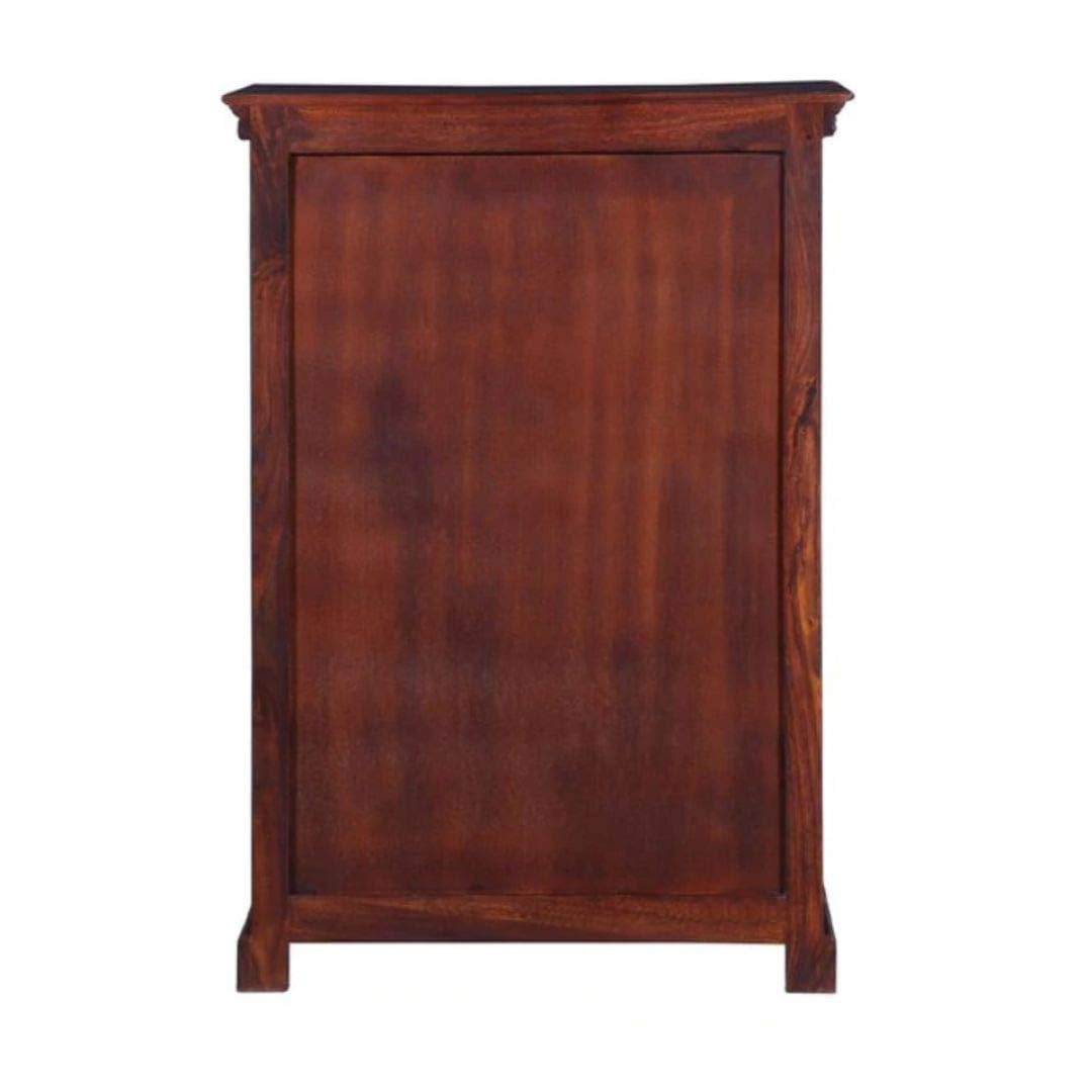 Wooden Storage Cabinet in Elephant Carved Design | Chest of 5 Drawers for Living Room | Sheesham Wood | Mahagony Finish