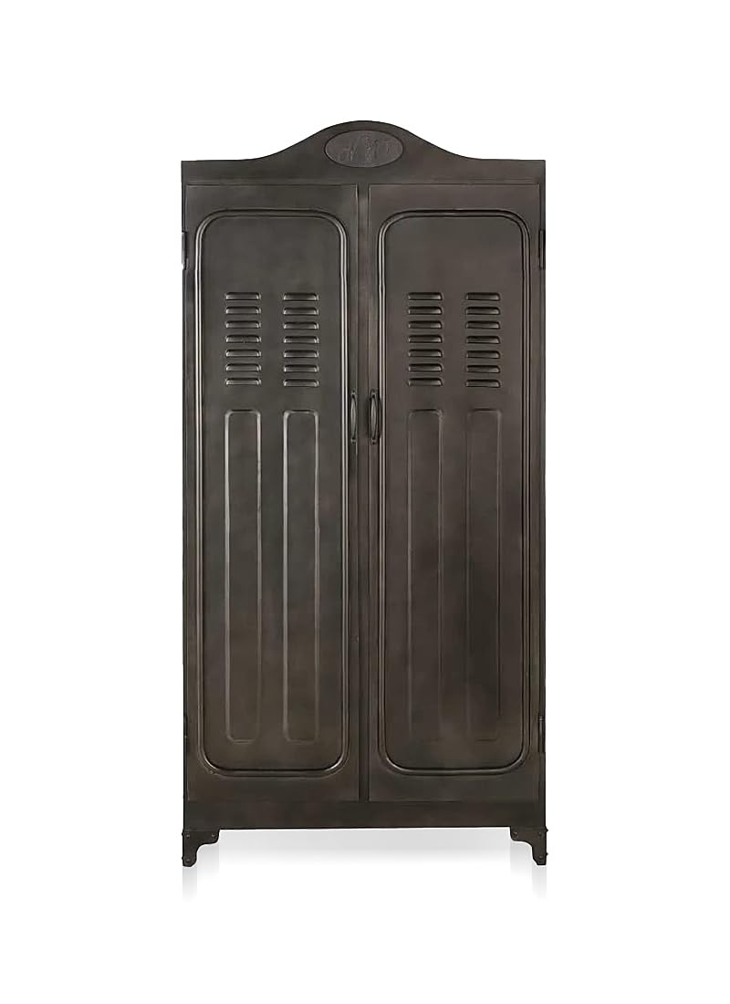 APRODZ Metallo Metal 2-Door Wardrobe Storage Almirah Cupboard for Cloths (Metal - Gray)