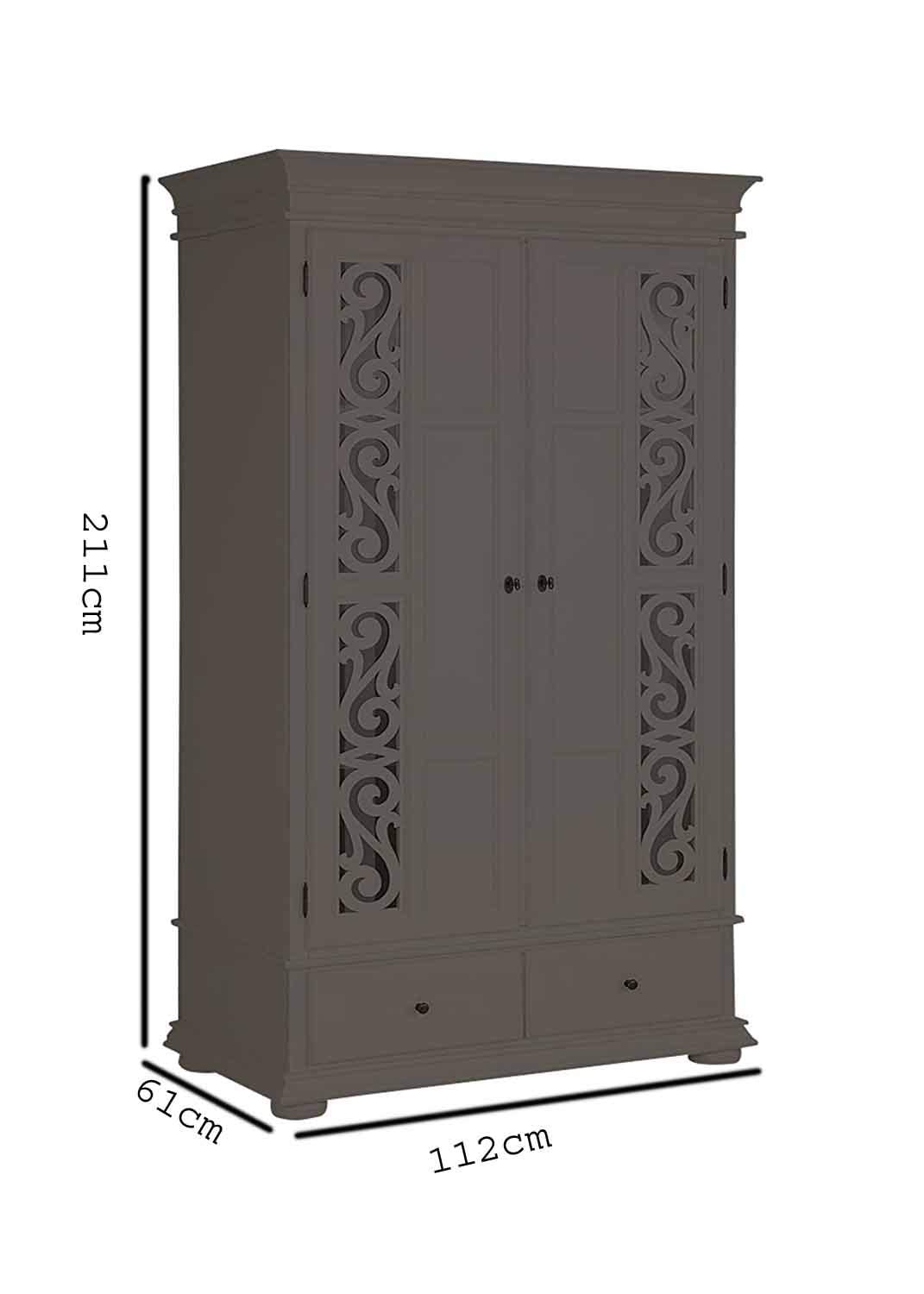 APRODZ Mango Wood Multipurpose Storage 2-Door Porto Wardrobe Almirah for Bedroom | Emperor