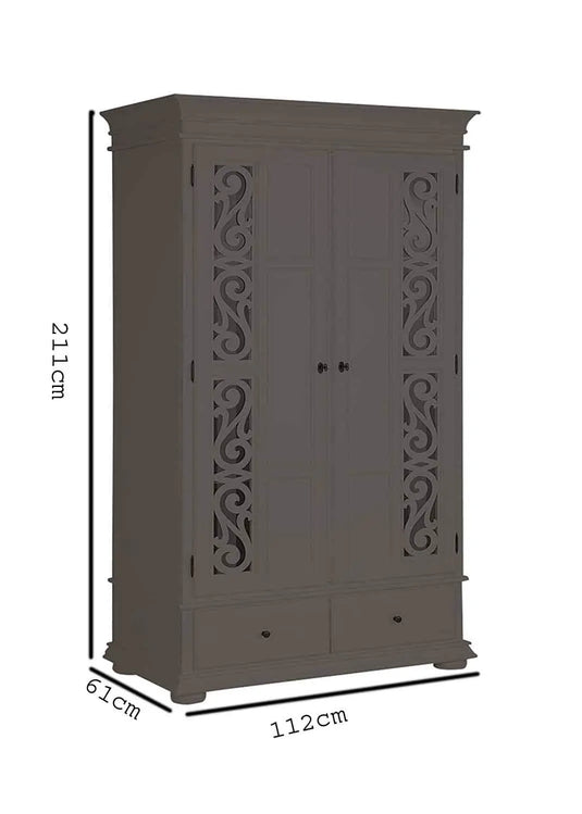 Translation missing: en.APRODZ Mango Wood Multipurpose Storage 2-Door Porto Wardrobe Almirah for Bedroom | Emperor
