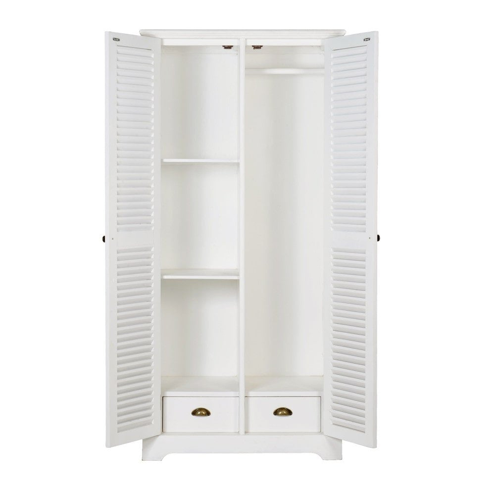 APRODZ Mango Wood Double Doors Multipurpose Storage Montreal Wardrobe Almirah for Living Room | White