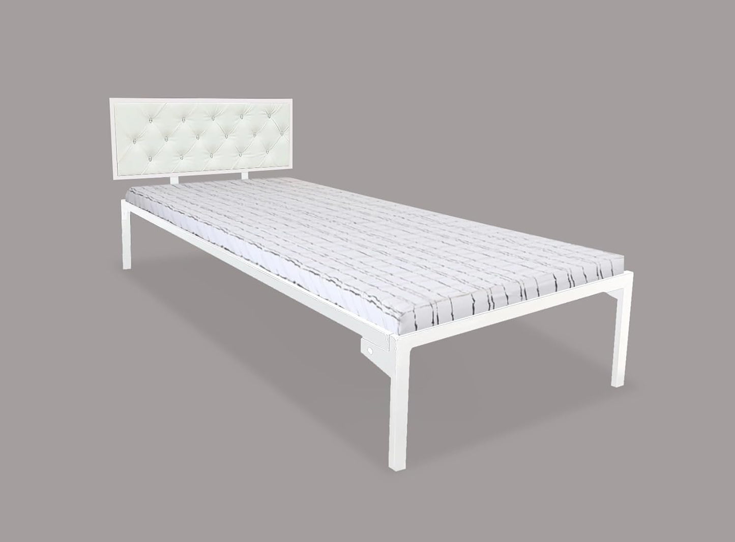 Single Size Bed with Upholstered Headboard | CR Steel Frame | Modern Platform Bed | Sturdy, Durable & Noise-Free | No Box Spring Needed | Stylish Furniture 