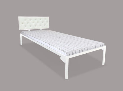 Single Size Bed with Upholstered Headboard | CR Steel Frame | Modern Platform Bed | Sturdy, Durable & Noise-Free | No Box Spring Needed | Stylish Furniture 
