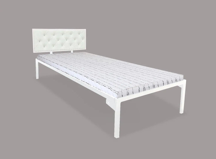Translation missing: en.Single Size Bed with Upholstered Headboard | CR Steel Frame | Modern Platform Bed | Sturdy, Durable &amp; Noise-Free | No Box Spring Needed | Stylish Furniture 
