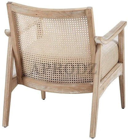 Deleon Living Chair in Cane Back Upholstered | (Light Brown Finish)