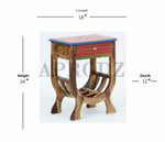 Wooden Handpainted Side Table with Drawer Storage Portable Bedside End Table (Multicolor) 