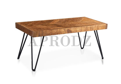 Parquetry Hairpin Leg Coffee Table - Unique Home Decor Piece