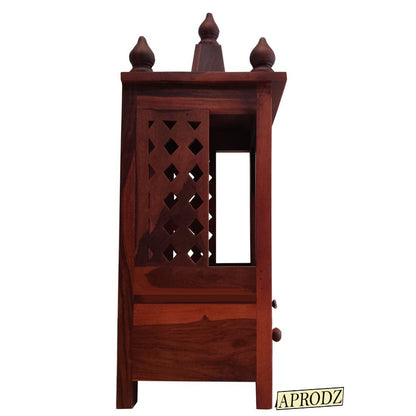 Handcrafted Sheesham Wood Temple with Storage for Pooja Room | Temple for Home | Pooja Mandir (Standard, Mahogany)