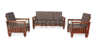 APRODZ Kitarp Sheesham Wood 5 Seater Sofa Set 3+1+1 for Living Room with Seat & Back Cushion (Suede Upholestry)