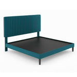 Upholstered Platform Bed with Adjustable Headboard, Leg Wood Black + Black Fabric 