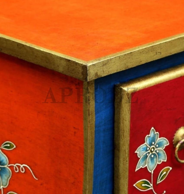 Translation missing: en.Wooden Handpainted Chest of Drawer Cabinet for Storage (Multicolor) 