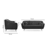 Modern Velvet 3-Seater Sofa – Channel Tufted Gold Legs (Brown) | Living room 