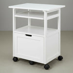 APRODZ Pipro Acacia Wood Multipurpose Office Table and Kitchen Trolley Cart with Storage Cabinet Rolling Utility Table for Home, Office, Kitchen and Dining Room 