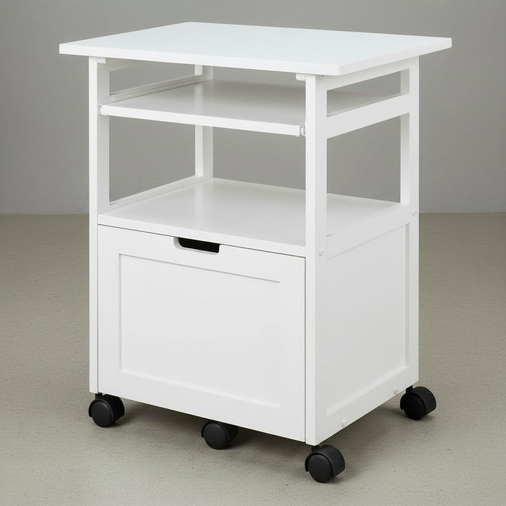 Translation missing: en.APRODZ Pipro Acacia Wood Multipurpose Office Table and Kitchen Trolley Cart with Storage Cabinet Rolling Utility Table for Home, Office, Kitchen and Dining Room 