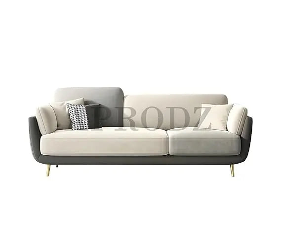 Luxelle Modern Sofa 3 Seater Velvet Sofa Set with Tufted Backrest Cushioned Seating Tipped Wooden Legs Couch for Living Room & Lounge (Two Tone) 