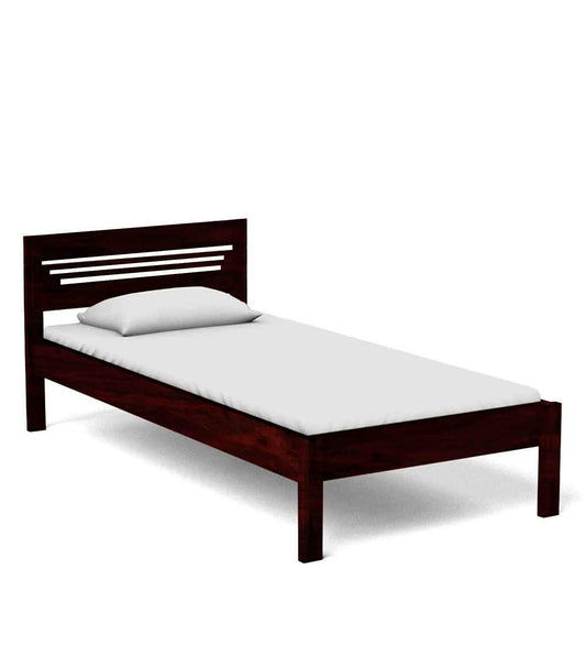 APRODZ Sheesham Wood Without Storage Frye Single Size Bed for Bedroom Dark Mahogany Finish
