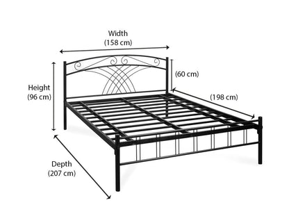 APRODZ Queen Size Bed for Bedroom Metal Bed in Black Color