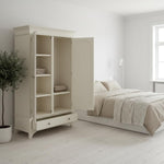 Mango Wood Wardrobe for Bedroom 2-Door Modular Wooden Almirah for Storage/Space Saving with 1-Drawer/Storage Organizer Rack Clothes Cupboard for Bedroom 