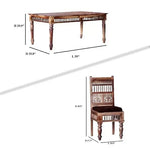 Sheesham Wood Norcross 6 Seater Dining Table Set with Bench for Home | Brown Finish 