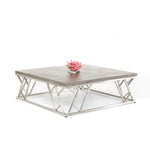 APRODZ Solid Wood Ohio Coffee Table with Stainless Steel Frame