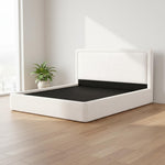 Boucle Bed Frame With Storage, Upholstered Headboard, Metal Bed Frame With Headboard, Hydraulic Storage System, No Box Spring Required, Beige 