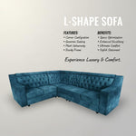 Shaped Sectional 6-Seater Sofa with Tufted Back Padded Armrest Perfect Fabric Corner Sofa 
