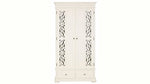 APRODZ Mango Wood Multipurpose Storage 2-Door Porto Wardrobe Almirah for Bedroom | Cream